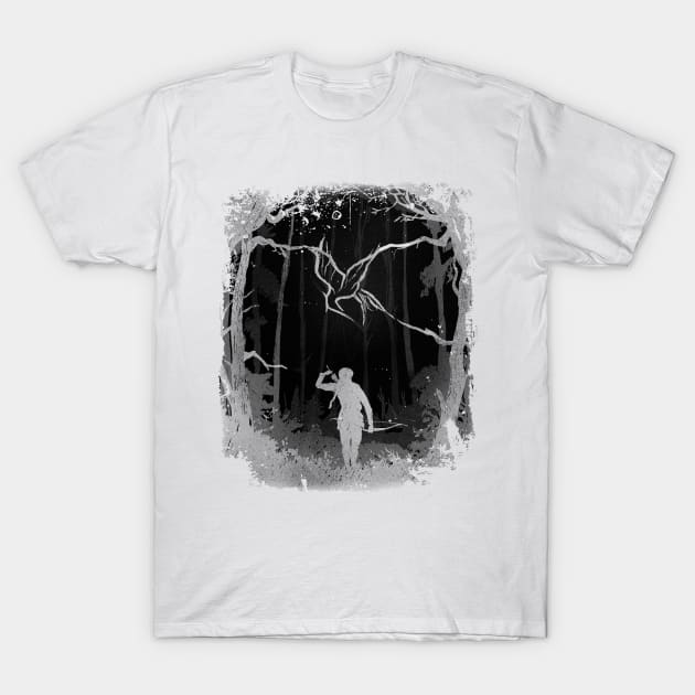 Hunger Games Woods - Black White T-Shirt by Uwaki